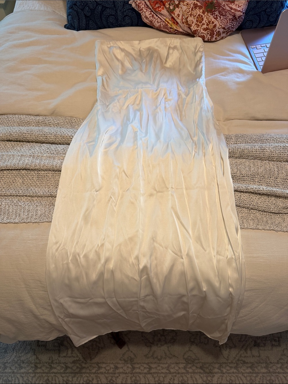 Abercrombie & Fitch Strapless White Satin Dress